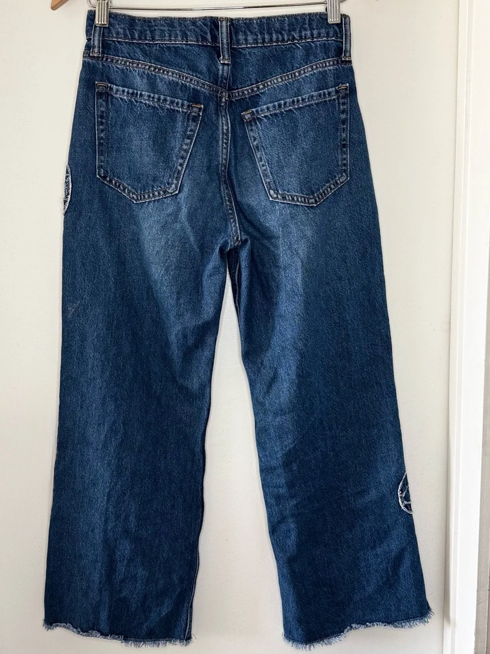 Gap Kids Low Rise Stride Wide Leg Jeans Ribbon Bow Appliqué Girls 14 Cottagecore